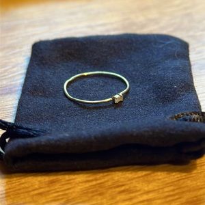 Honeycat 14K Yellow Gold Tiny White Topaz Baguette Ring - Size 8